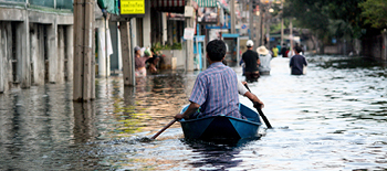 People boating their way in a flood