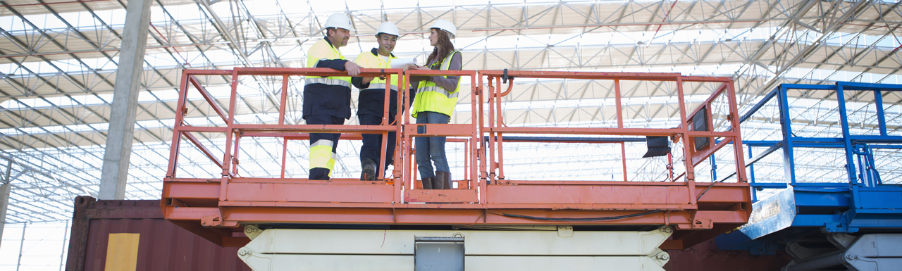 Engineers working in a warehouse