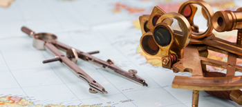 Map and sextant